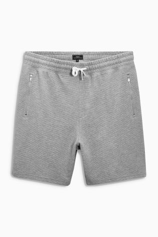 Grey Textured Jersey Shorts